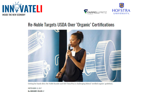 Innovate LI Feature: Re-Nuble Targets USDA Over "Organic" Certifications